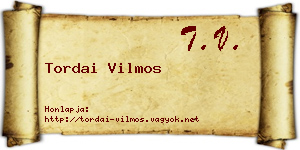 Tordai Vilmos névjegykártya
